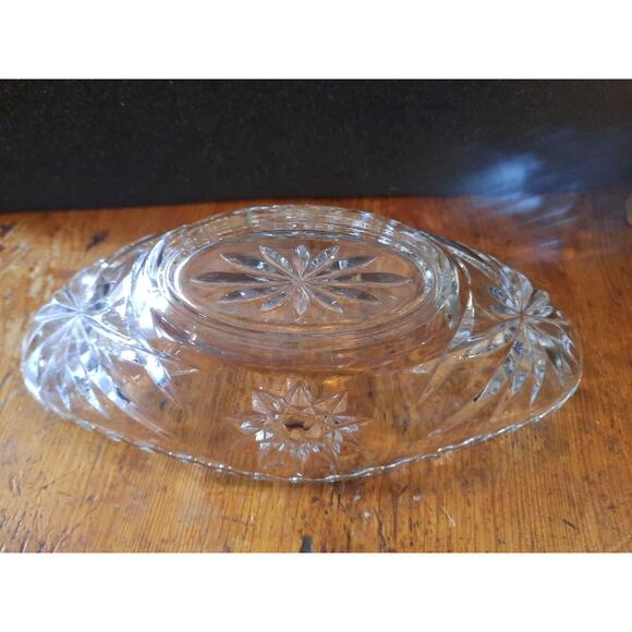 Vintage Anchor Hocking Star of David Clear Glass pickle relish celery Dish 9" - Picture 2 of 4